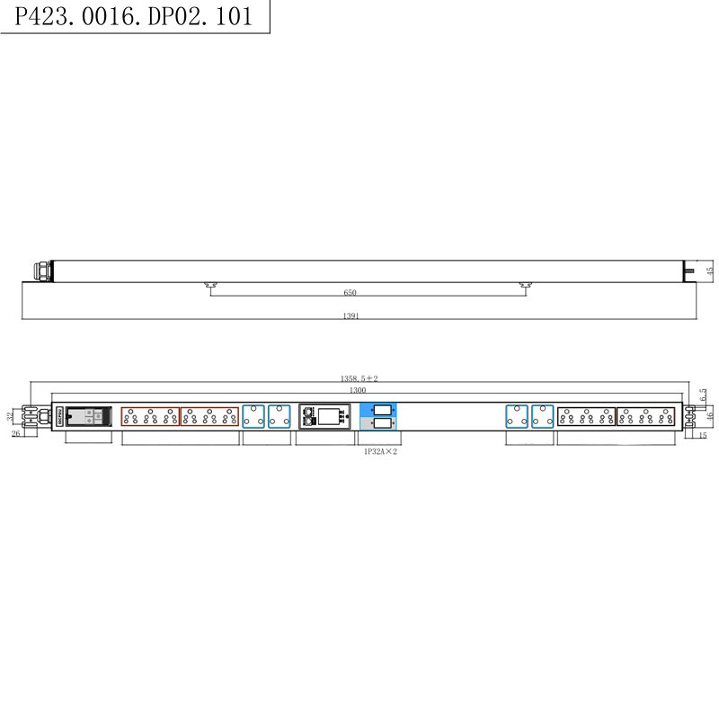 Južná Afrika zásuvky 16 zásuviek 1,5U tekutý magnetický istič Vertikálny TCP/IP inteligentný stojan PDU