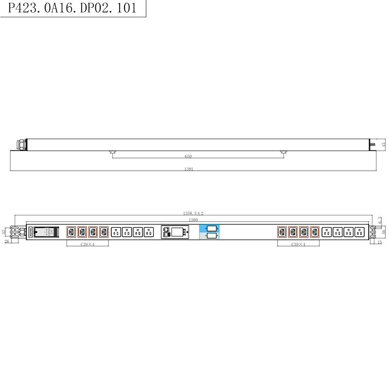 16 zásuviek IEC C13 C19 & US zásuvky 1,5U tekutý magnetický istič Vertikálny TCP/IP inteligentný stojan PDU