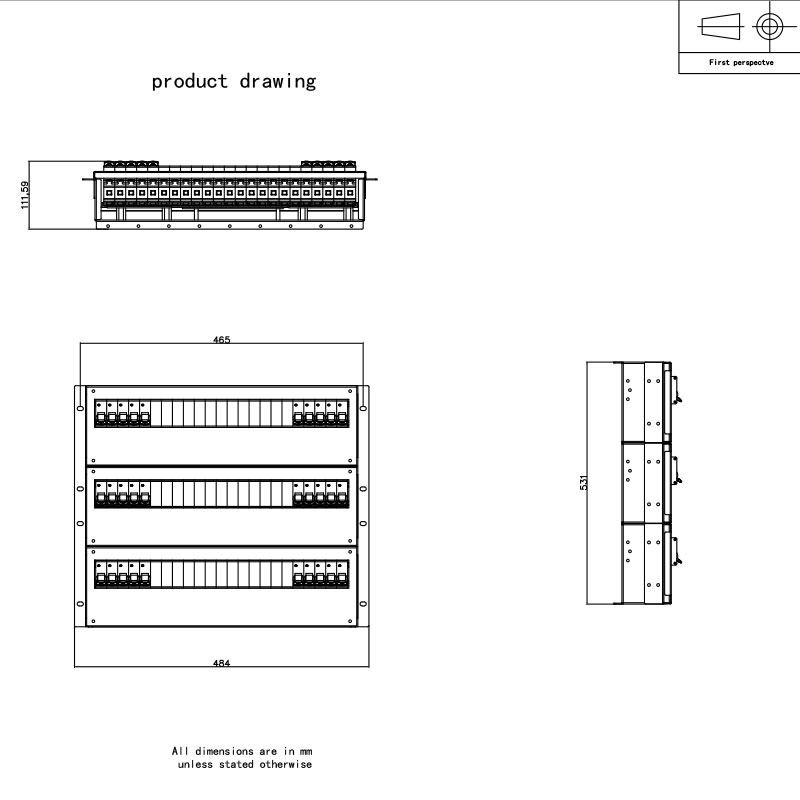 9U Breaker Horizontálny stojan Pdu Grey